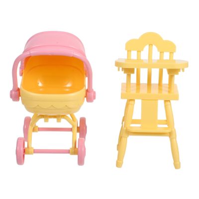 1Set Stroller Highchair Realistic Dollhouse Furniture for Creative Play Birthday