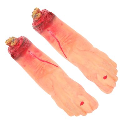 2Pcs Simulated Severed Feet Prop for Halloween Realistic Fake Severed Foot Decoration Gory Horror Decor for Parties and Pranks Boosts Spooky Atmosphere