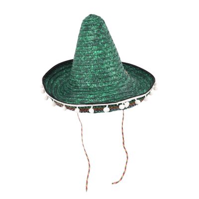 Abaodam Mexican Party Hat with Pom Pom Straw Sombrero for Themed Celebrations for Birthday Parties Festivals and Holiday Decorations Single Pack
