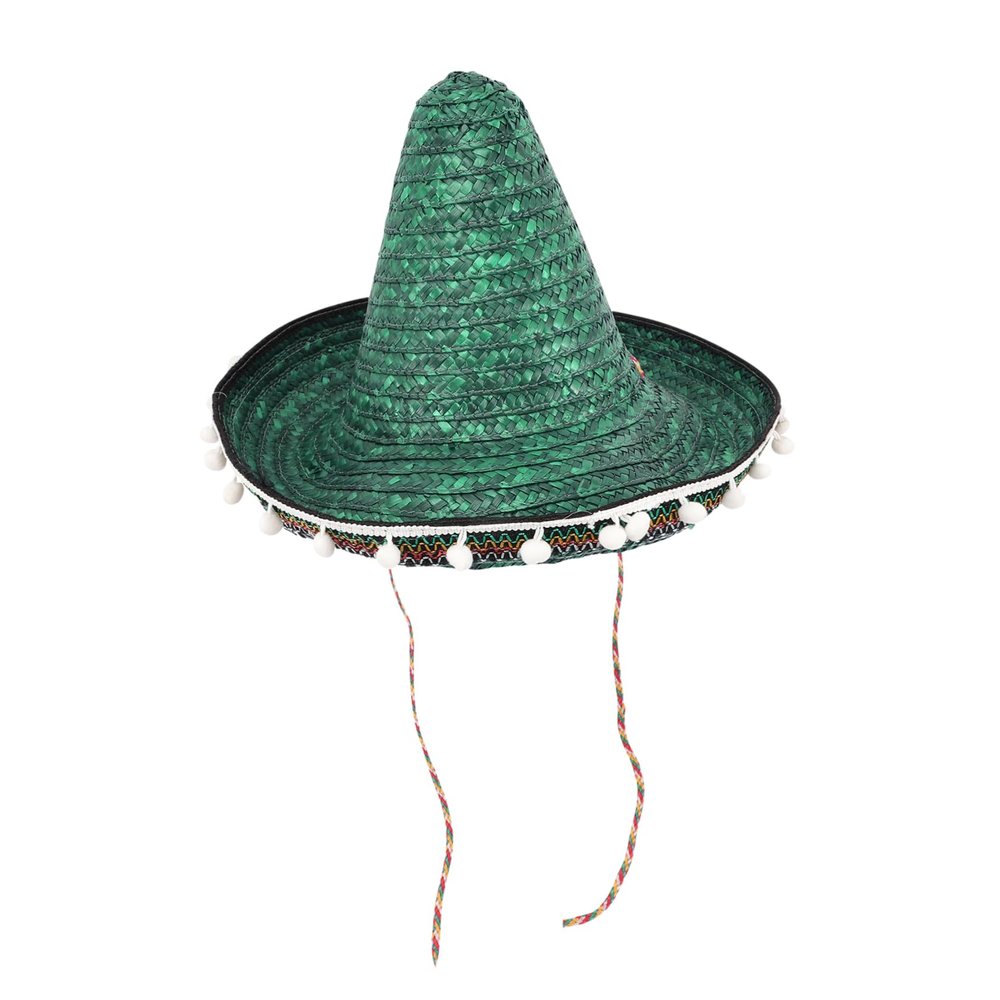 Abaodam Mexican Party Hat with Pom Pom Straw Sombrero for Themed Celebrations for Birthday Parties Festivals and Holiday Decorations Single Pack