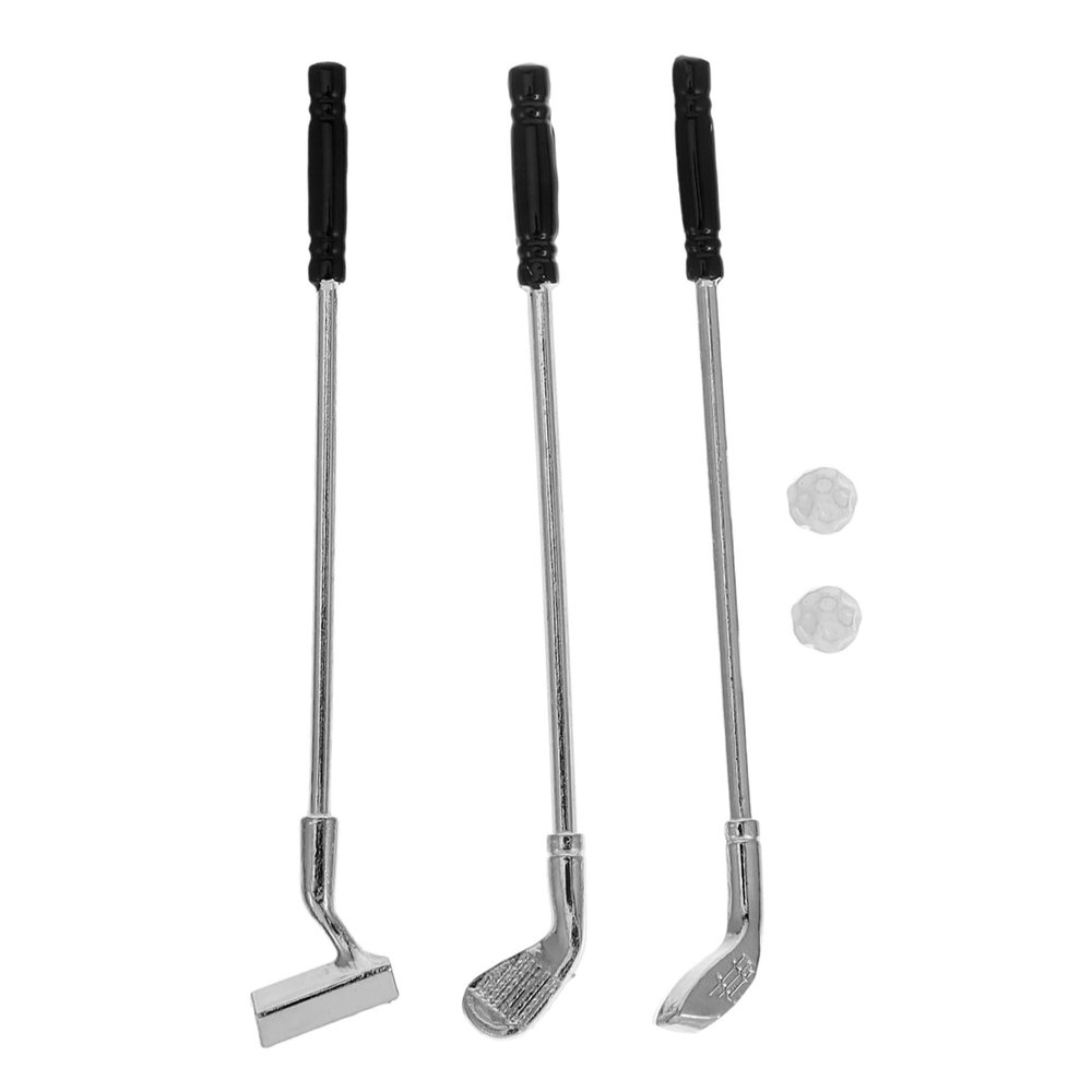 1Set Set Miniature Golf Clubs Balls for Dollhouse Decoration Material for Realistic Mini House Props Safe Comfortable Touch