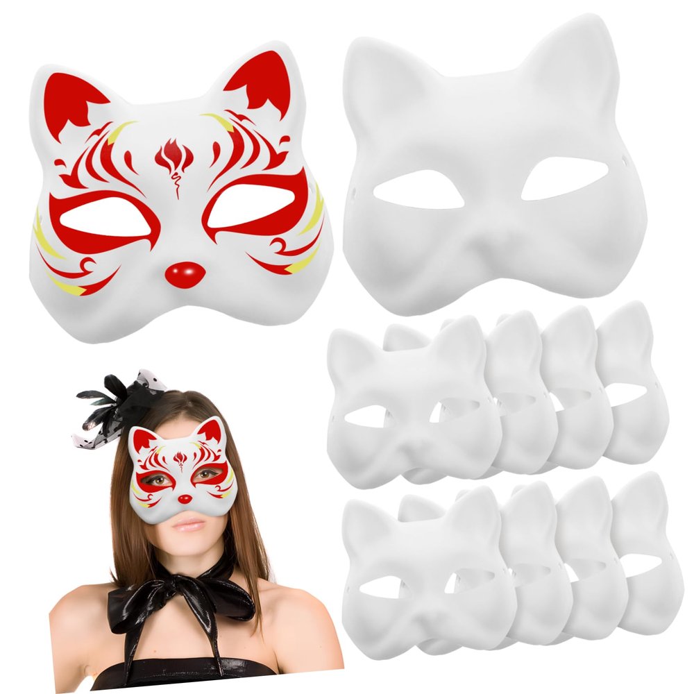 10Pcs DIY Set Blank Paintable Half Masks for Halloween Cosplay Parties Lightweight Comfortable Unique Design for Events Safe Sturdy Masks