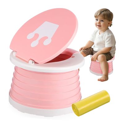 1 Set Portable Potty Seat Folding Toilet Training Chair for Lightweight Travel Design with Supportive Backrest for Home Car Camping and Outdoor Use