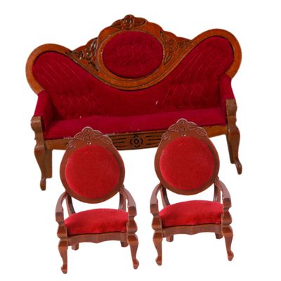 3pcs Mini Couch Dollhouse Furniture Tiny House Accessories with Realistic Design Includes Long Sofa and Armchairs for Creative Layouts Dollhouse Living Room