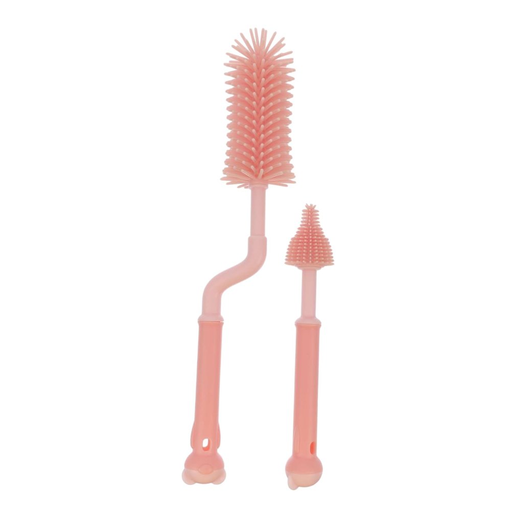 2Pcs Bottle Brush Plastic Handle Cleaner for Feeding Bottles Pacifiers Water Cups Rotating Design for Cleaning Soft Durable Material
