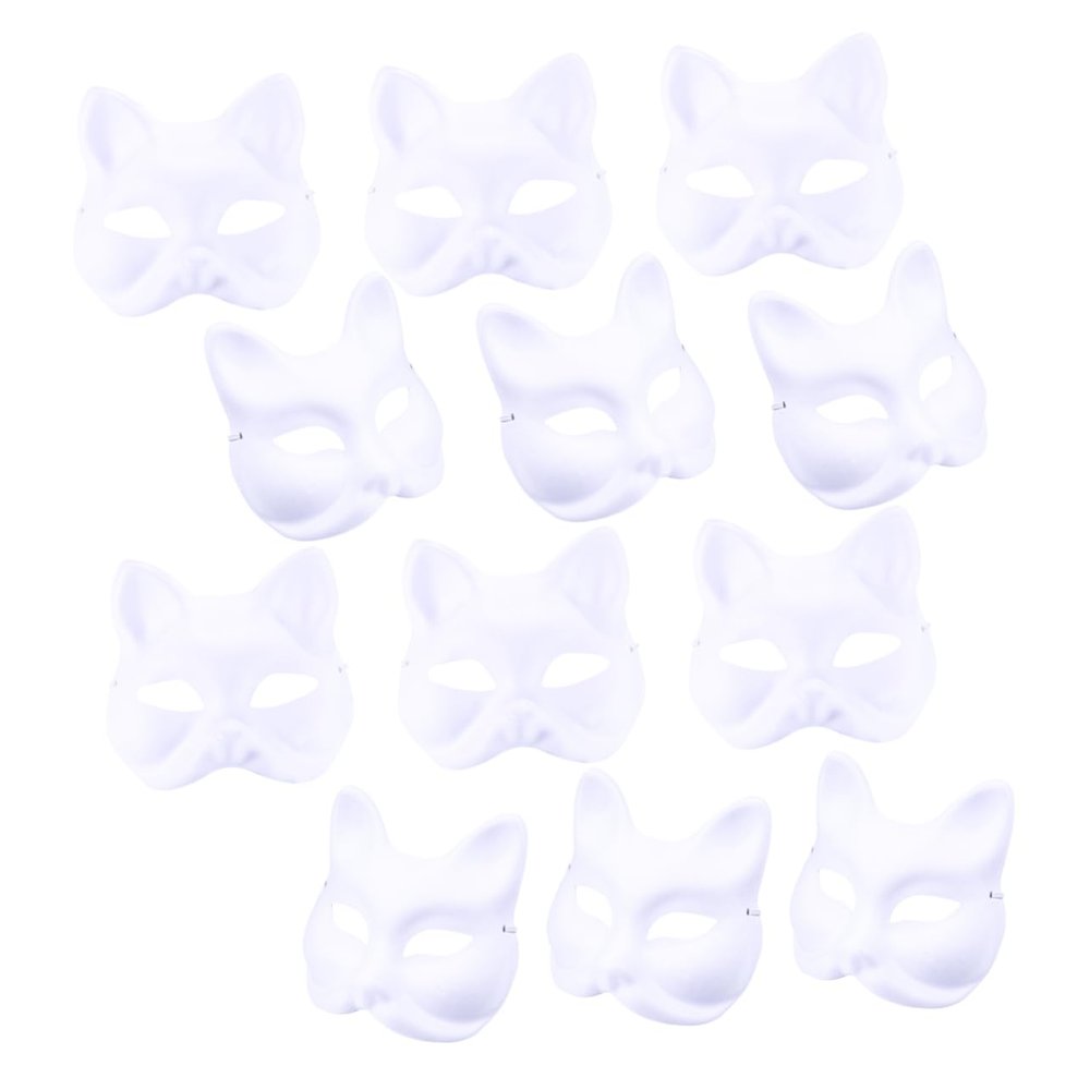 12Pcs DIY Blank Pulp Animal Masks Shapes for Painting Lightweight Decorative Masks for Parties and Cosplay Activities