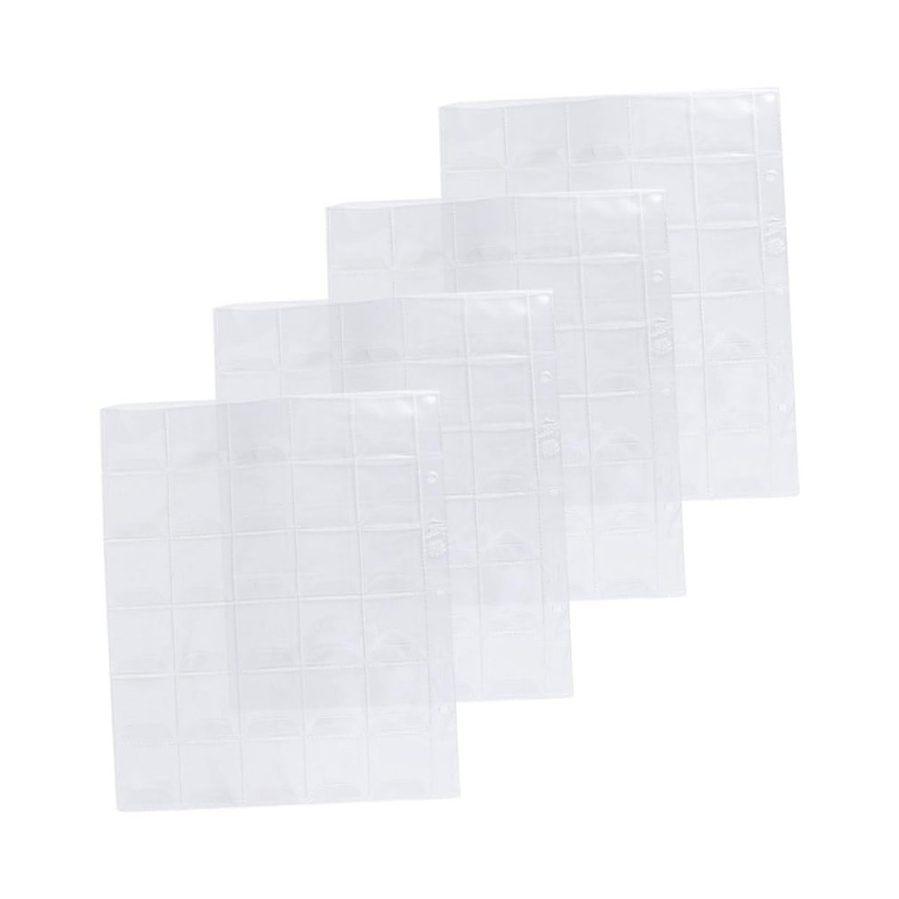 Angoily 4pcs Coin Holders Album Pages PVC Coin Storage Bag Compatible 30 Pockets per Page for Collectors and Hobbyists