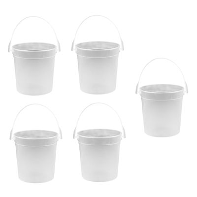 5Pcs Transparent Round Storage Buckets Painting Buckets for Art Cleaning Beach Fun Paint Brush Washer Sand Pail for Artists