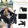 Kinder King Stroller Wagon for 2 Kids, Foldable All-Terrain Outdoor Toddler Kids Wagon Stroller 2 Seater, Removable Canopy, Adjustable Push/Pull Bar, Detachable Tray, Parent Organizer, Black view 4
