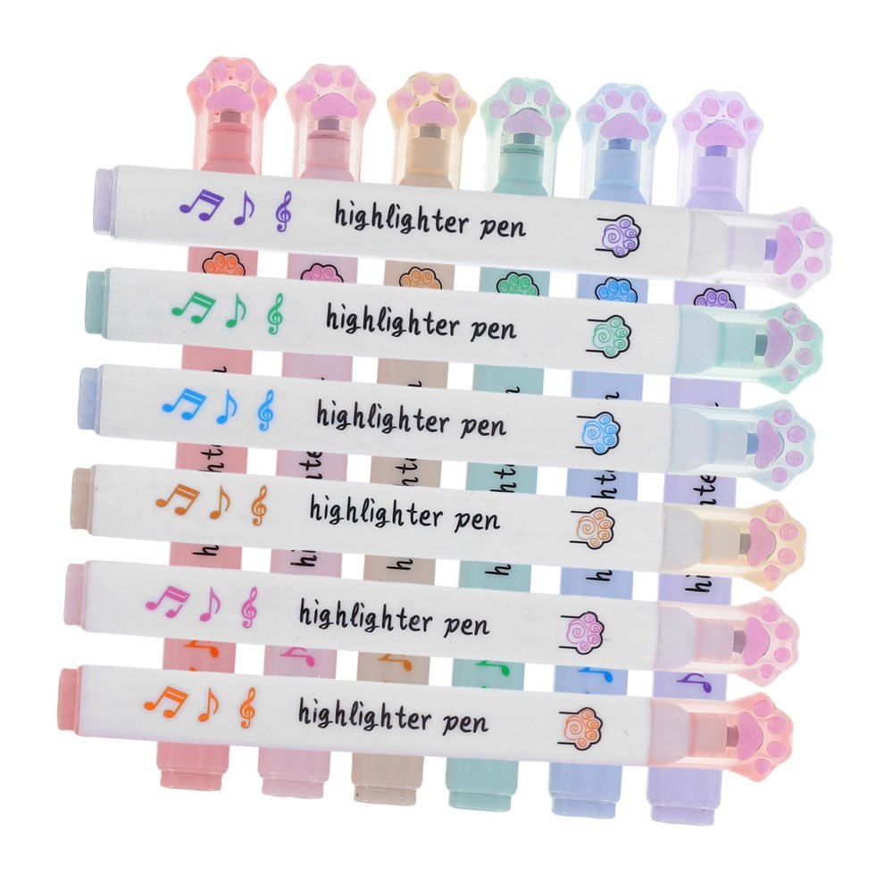 Angoily 12pcs Boys and Girls Highlighter Pens Cat Pastel Coloring Markers for Notebooks Office School