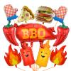 11Pcs BBQ Party Balloons - Summer Barbecue Birthday Decorations, Pizza Hamburger Chili Flame Foil Mylar Balloons, Food Shaped Aluminum Balloons for Backyard Cookout Grill Party Supplies view 1