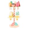 Bnineteenteam Wooden Tea Party Set Beechwood Dessert Stand Playset with Ice Cream Tower & Food for Kids Ages 3 4 5 6 Imaginative Play Kitchen Toy view 2