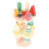 Bnineteenteam Wooden Tea Party Set Beechwood Dessert Stand Playset with Ice Cream Tower & Food for Kids Ages 3 4 5 6 Imaginative Play Kitchen Toy view 4