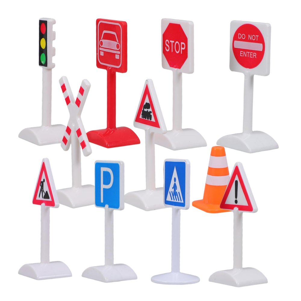 PRETYZOOM 1Set Realistic Road Signs and Traffic Light Accessories for Educational Play Construction and Sandbox Model