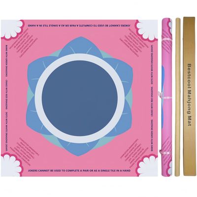 bestcool 2025 Neoprene Mahjong Mat with Rules for Table, 33"*33" Odorless, Free of PAHs, No Creases American Mahjong Mat with Instructions, Anti-Slip, Noise Reduction Mahjong Gift (Pink-B)