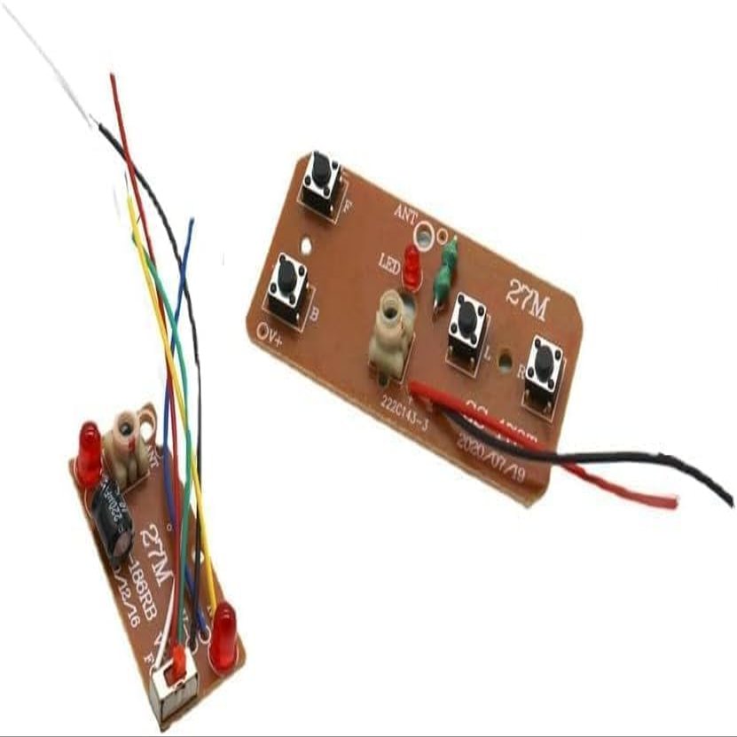 2Pcs 4-Channel RC Transmitter and Receiver - 27MHz Remote Control Board Robot Models, Drones and DIY Smart Vehicles
