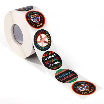 1000pcs Hispanic Heritage Month Stickers, 6 Styles 1.5in Round Latino Culture Spanish Traditional Month Stickers Roll Ideal Decorations and Party Favors for Celebrating