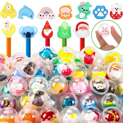 Civaner 300 Pcs Gumball Capsules Toys Clear Vending Machine Capsules with Cute Cartoon Toys Mini Round Capsule Gift for Kindergarten Xmas Easter Basket Stuffers Claw Machine Prizes Classroom Prizes