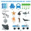 QPOU Ocean Race Track Toy Set for Kids - Birthday Gifts for Boys Age 3 4 5 6 7 Years Old, 240+ PCS Flexible Track Set with Vehicles and Shark Head Tunnel, Creative Building Playset view 2