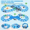 QPOU Ocean Race Track Toy Set for Kids - Birthday Gifts for Boys Age 3 4 5 6 7 Years Old, 240+ PCS Flexible Track Set with Vehicles and Shark Head Tunnel, Creative Building Playset view 3