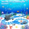 QPOU Ocean Race Track Toy Set for Kids - Birthday Gifts for Boys Age 3 4 5 6 7 Years Old, 240+ PCS Flexible Track Set with Vehicles and Shark Head Tunnel, Creative Building Playset view 4