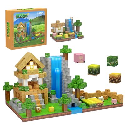 138 Pcs Magnetic Building Blocks, Enhance STEM Learning, Creative Play & Logical Thinking, Durable & Vibrant Color with Light Up Blocks, Ideal for Classroom & Screen-Free Entertainment (Forest Farm)