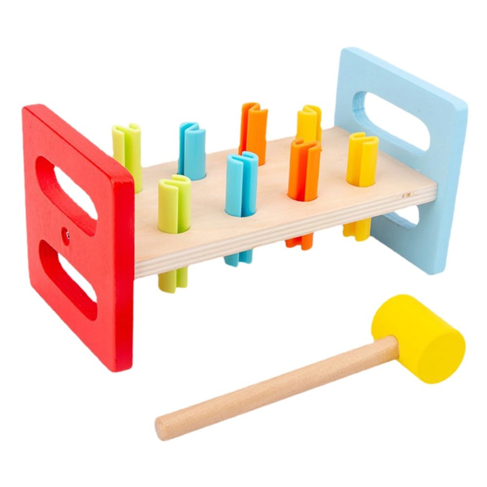 Yardwe 2Pcs Hammer Montessori Pounding Plaything for Enhancing Hand Eye Coordination Cognitive Skills Durable Construction for Interactive Learning