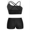 2pcs Kids Girls Ballet Dance Outfit Crossback Crop Top with Black Shorts Pantskirt Dancewear Black 8 view 2