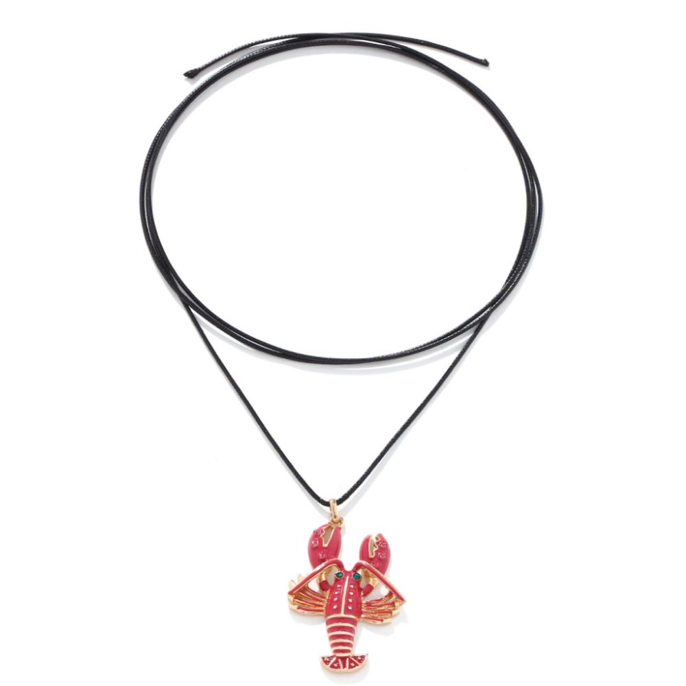 ZYIBPMSJKQCFK Enamel Pendant Marine Animal Accessory Adjustable Necklace,red,130cm