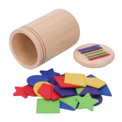 Bnineteenteam Color Shape Sorting Wooden Sorting Toys Sensory Matching Game for Fine Motor Skills Educational Puzzle with Drawstring Canvas Bag for Toddlers 1-3 Years