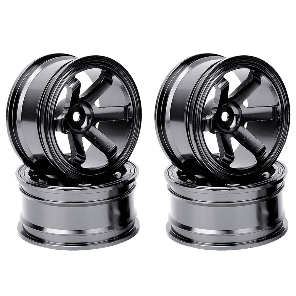RC Car Metal Wheel, 4PCS 1/10 Hex Aluminium Alloy Wheel Hub for 1/10 Flat Running Drift RC Car (Black)