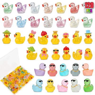 120 Pcs Mini Resin Ducks, Tiny Animals Figures to Hide Small Little Plastic Miniature Ducks Bulk for Dollhouse Decor Home Office Potted Fish Tank Aquarium Landscape Micro Fairy Garden Accessories
