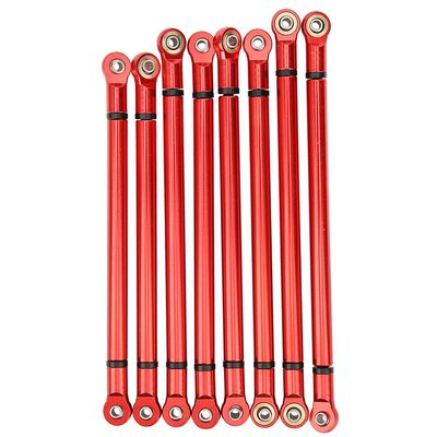 8Pcs Aluminium Alloy Link Rod for SCX10 RC Crawler | 1/10 Scale 313mm Wheelbase | Upgrade Metal Accessories for Axial SCX10 / T4 / Wraith | Red & Metal Gray Color Options (Red)