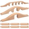 Halloscume 9 Pcs Wood Train Track Expansion Set 6 Arches Viaduct Bridge Train Bridges Railway Track Connectors Compatible Accessories with Railroad for Most Major Toy Railway view 1