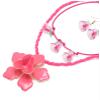 ZYIBPMSJKQCFK Handmade Bead Enamel Flower Pendant Bohemian Necklace,Pink,42+7cm view 2