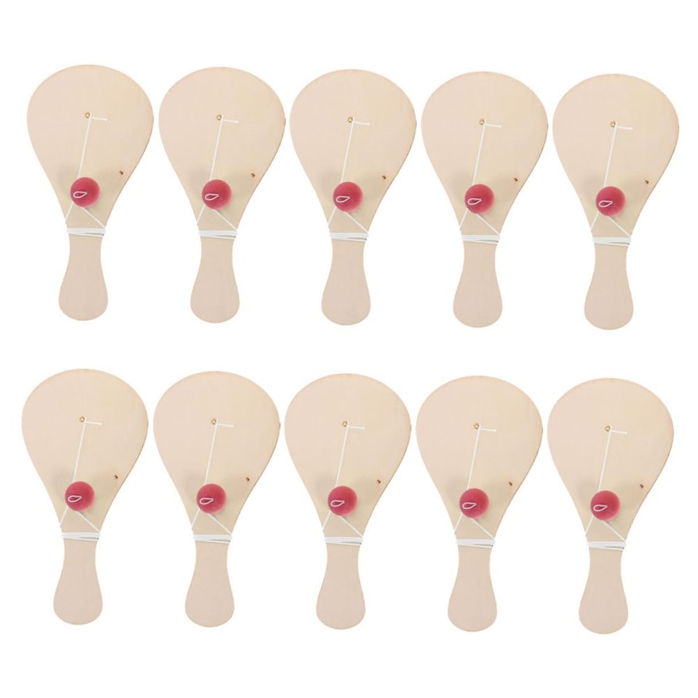 10Pcs Wooden Paddle Balls Unfinished Wood DIY Paddle Ball for Engaging Art Play Detachable Design for Coordination and