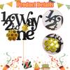 1/2 Way to One Cake Topper - Bee Themed Glitter Baby Shower Decoration for 6 Month Birthday - Adorable First Birthday Party Supplies view 4