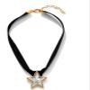 ZYIBPMSJKQCFK Retro Alloy Star Pendant Short Black Rope Necklace,black,33+7cm view 1