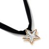 ZYIBPMSJKQCFK Retro Alloy Star Pendant Short Black Rope Necklace,black,33+7cm view 2