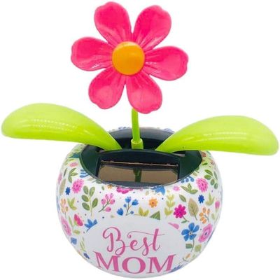 Pink Cute Solar Power Flip Flap Flower Insect for Car Decoration Swing Dancing Flower Eco-Friendly Bobblehead Solar Dancing Flowers in Colorful Pots, Decorations, Solar Power Kits