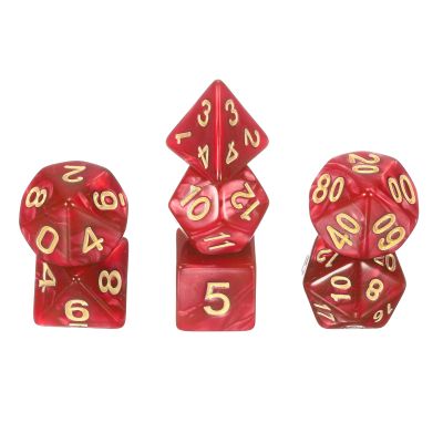 uxcell Polyhedral Dice Set, 7 Pcs Acrylic Dice for Role Playing Table Games Tabletop Gaming Accessories, Pearlescent Red