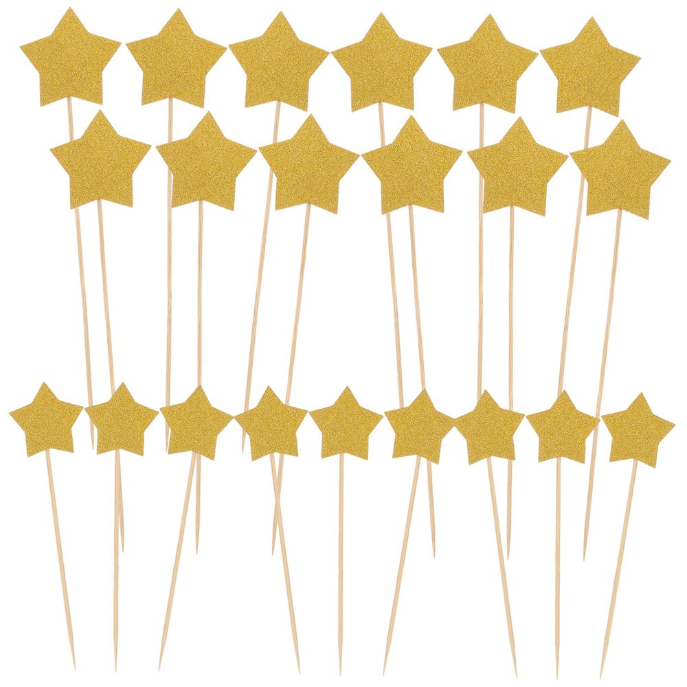 144Pcs Star Cupcake Toppers Decorative Cake Picks for Birthday Wedding and Shower Glitter and Photo Props and Party Decorations