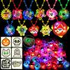 100 PCS Halloween Party Favors for Kids, Halloween Glow in the Dark Toys Rotating Spin Light Up Necklaces, LED Rings Decorations Trick or Treats Classroom Goodie Bag Fillers Party Supplies view 1