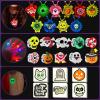 100 PCS Halloween Party Favors for Kids, Halloween Glow in the Dark Toys Rotating Spin Light Up Necklaces, LED Rings Decorations Trick or Treats Classroom Goodie Bag Fillers Party Supplies view 2