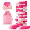 Pink Tower Game for Adults - 54pcs Wood Block Set with 6pcs DIY for Romantic Date Night Ideas and Couples Challenges - Perfect Valentine's Day Gift for Her view 1