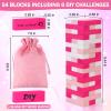 Pink Tower Game for Adults - 54pcs Wood Block Set with 6pcs DIY for Romantic Date Night Ideas and Couples Challenges - Perfect Valentine's Day Gift for Her view 2