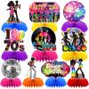 10 Pcs 70s Disco Party Decorations Back to 70s Honeycomb Centerpieces for Retro Theme Birthday Music Party Supplies Dancing Queen Party Decorations Retro Table Decor for 1970s view 1