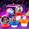 10 Pcs 70s Disco Party Decorations Back to 70s Honeycomb Centerpieces for Retro Theme Birthday Music Party Supplies Dancing Queen Party Decorations Retro Table Decor for 1970s view 4