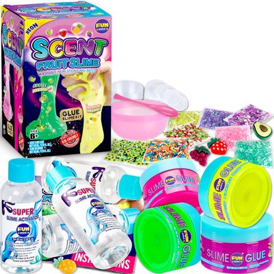 1:1 Scented Fruit Glue Slime Kit for Kids, FunKidz Neon Slime Making Kit for Girls Ages 6-12 Activities Craft Gifts Includes Color Glue and Super Clear Slime Activator to Make Slime Toys