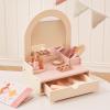 OOOK Wooden Vanity Makeup Table for Kids, Toddler Pretend Play Dressing Table with Mirror & Drawer, Vanity Toy with 10 Pcs Accessories, Gift for Little Girls Age 3+ view 1